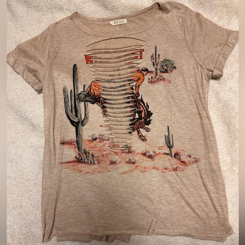 WESTERN GRAPHIC TEE-Womens-Size Small